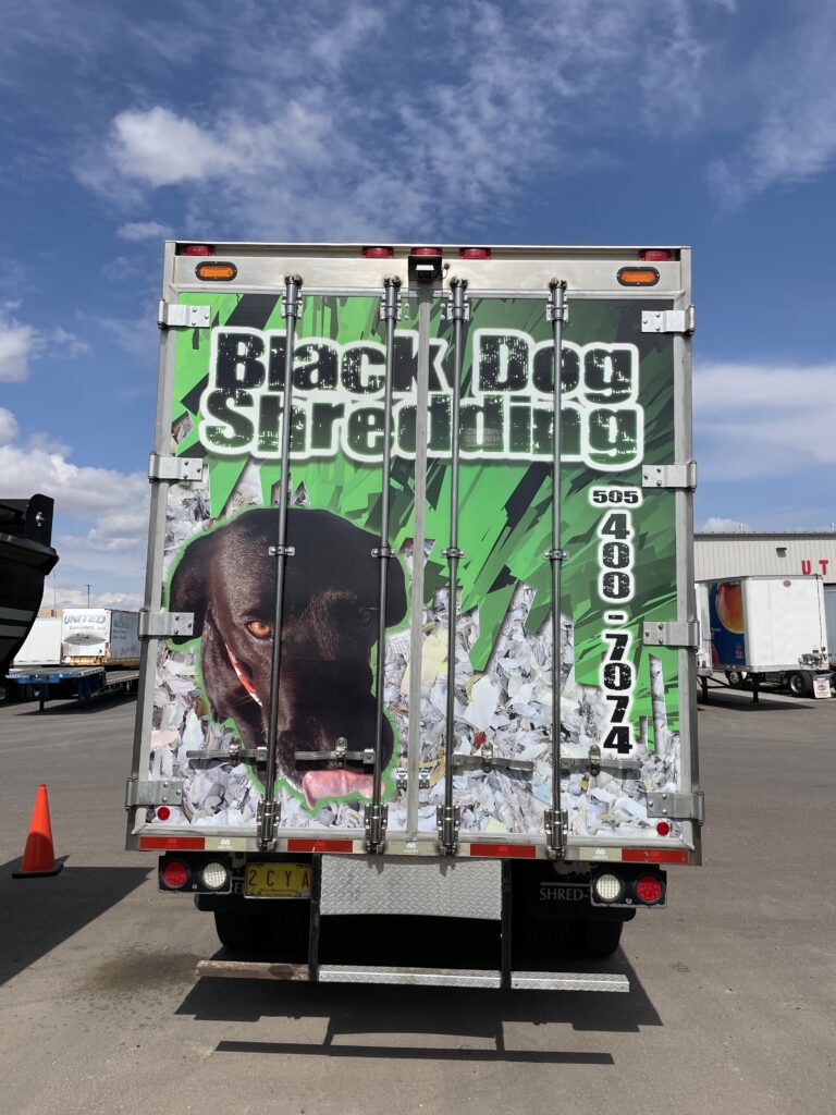 Black dog shredding, mobile shredding truck