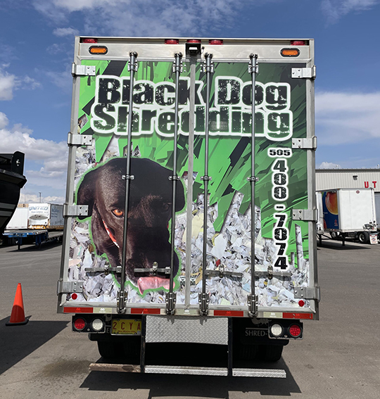 Black dog shredding, mobile shredding truck